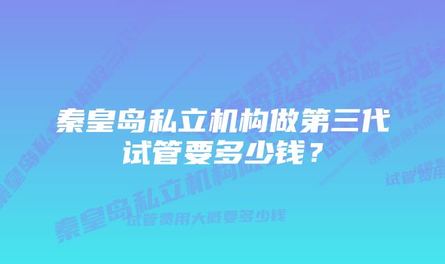 秦皇岛私立机构做第三代试管要多少钱？