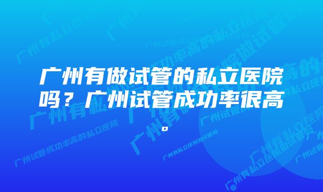 广州有做试管的私立医院吗？广州试管成功率很高。