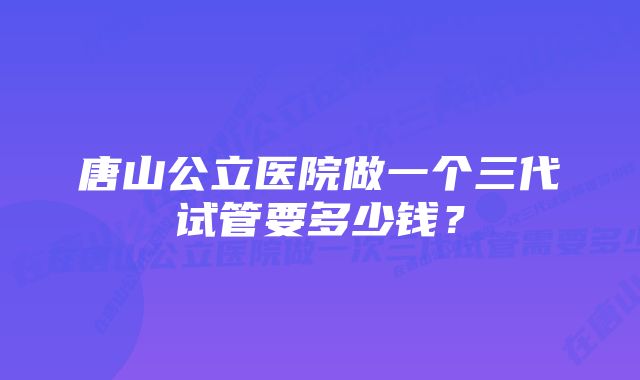 唐山公立医院做一个三代试管要多少钱？