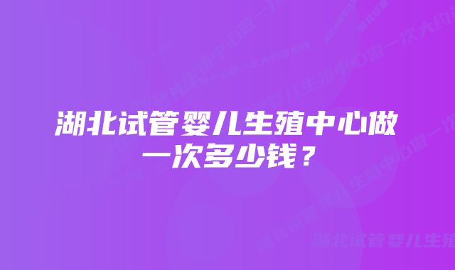 湖北试管婴儿生殖中心做一次多少钱？