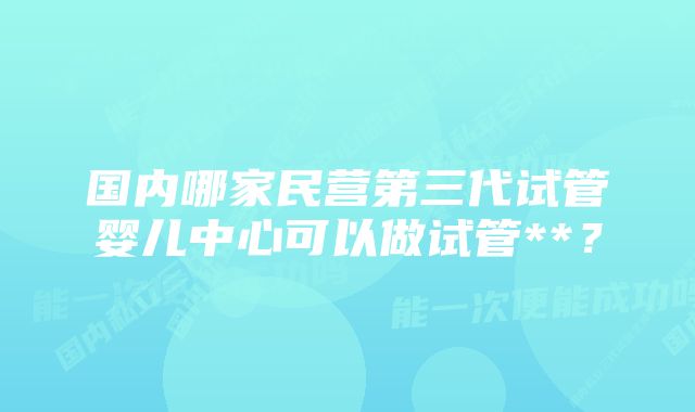 国内哪家民营第三代试管婴儿中心可以做试管**？