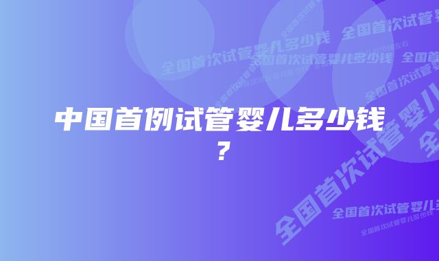 中国首例试管婴儿多少钱？