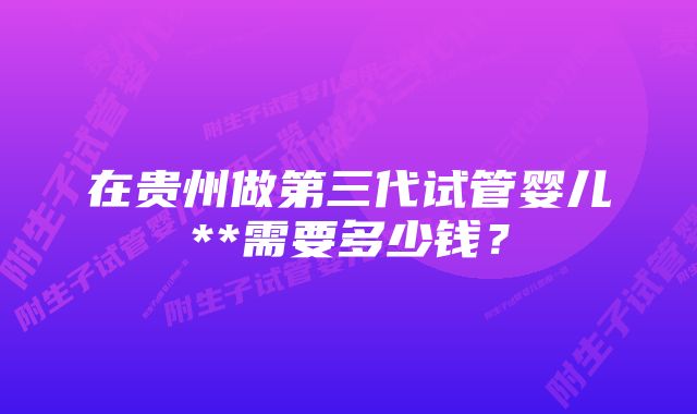 在贵州做第三代试管婴儿**需要多少钱？