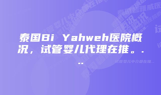 泰国Bi Yahweh医院概况，试管婴儿代理在推。...