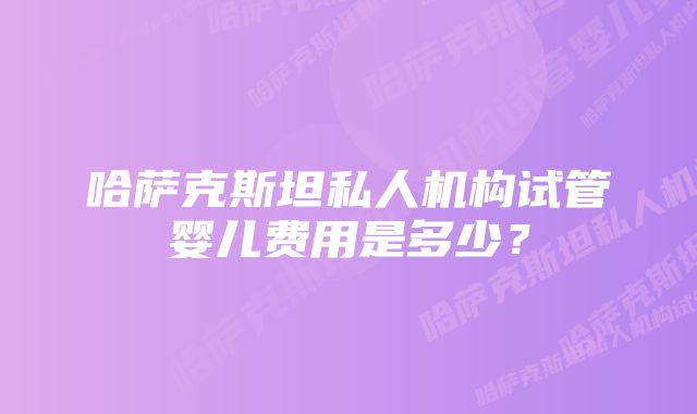 哈萨克斯坦私人机构试管婴儿费用是多少？