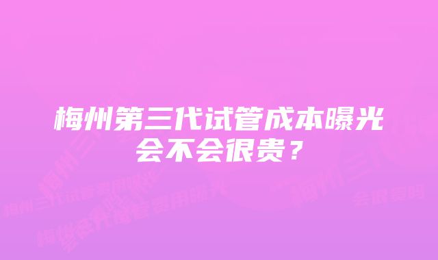 梅州第三代试管成本曝光会不会很贵？