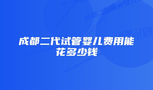 成都二代试管婴儿费用能花多少钱