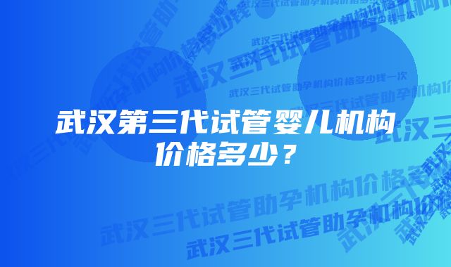 武汉第三代试管婴儿机构价格多少？