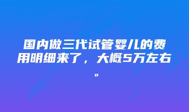 国内做三代试管婴儿的费用明细来了，大概5万左右。