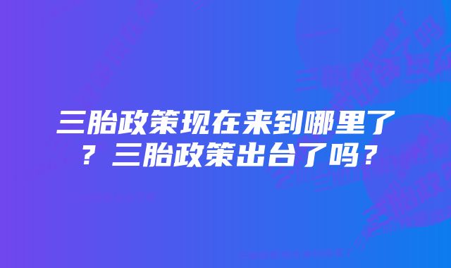 三胎政策现在来到哪里了？三胎政策出台了吗？