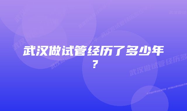 武汉做试管经历了多少年？