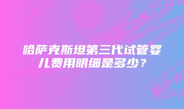 哈萨克斯坦第三代试管婴儿费用明细是多少？