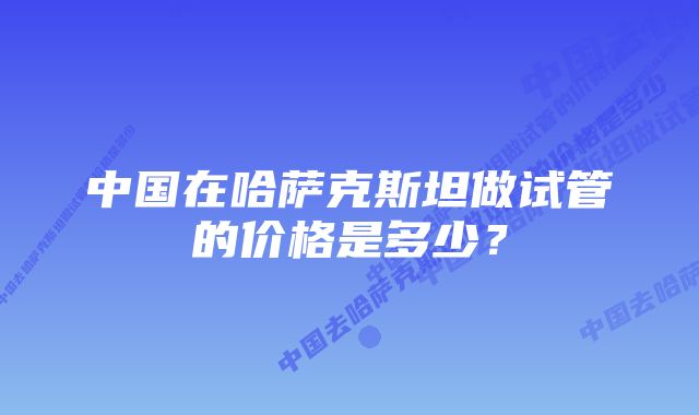 中国在哈萨克斯坦做试管的价格是多少？