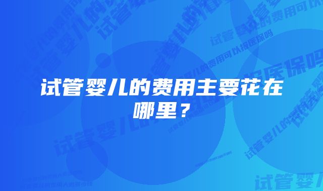 试管婴儿的费用主要花在哪里？