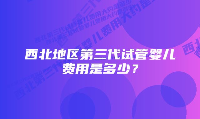 西北地区第三代试管婴儿费用是多少？