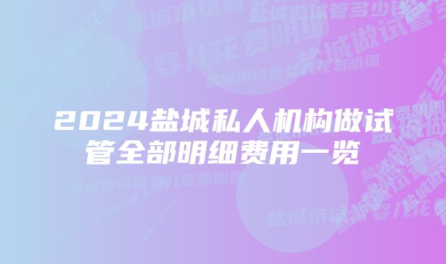 2024盐城私人机构做试管全部明细费用一览