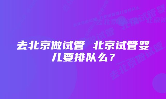 去北京做试管 北京试管婴儿要排队么？