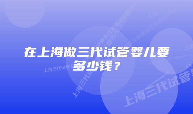 在上海做三代试管婴儿要多少钱？