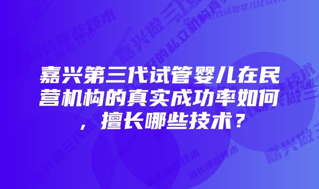 嘉兴第三代试管婴儿在民营机构的真实成功率如何，擅长哪些技术？