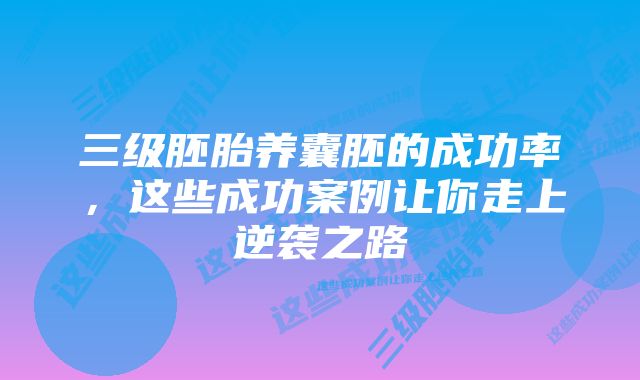 三级胚胎养囊胚的成功率，这些成功案例让你走上逆袭之路