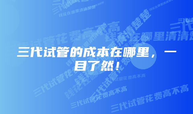 三代试管的成本在哪里，一目了然！