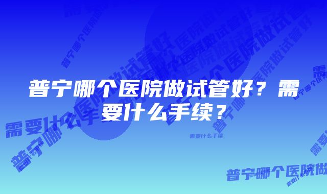 普宁哪个医院做试管好？需要什么手续？