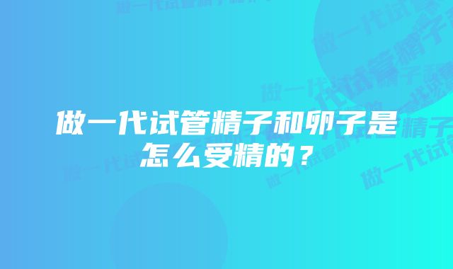 做一代试管精子和卵子是怎么受精的？