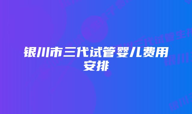 银川市三代试管婴儿费用安排