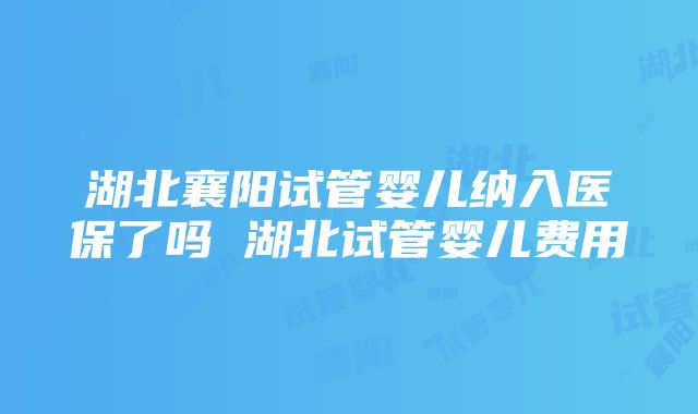 湖北襄阳试管婴儿纳入医保了吗 湖北试管婴儿费用