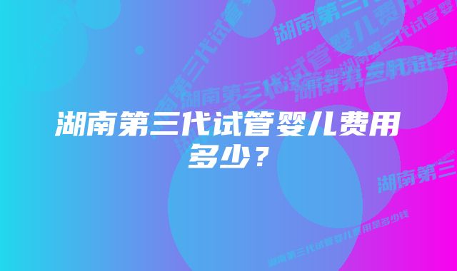 湖南第三代试管婴儿费用多少？