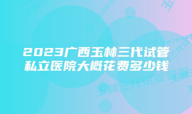 2023广西玉林三代试管私立医院大概花费多少钱