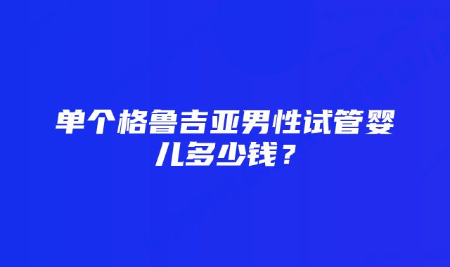 单个格鲁吉亚男性试管婴儿多少钱？