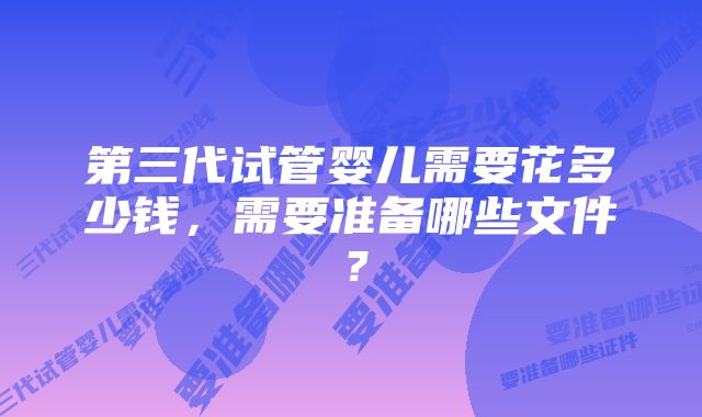 第三代试管婴儿需要花多少钱，需要准备哪些文件？