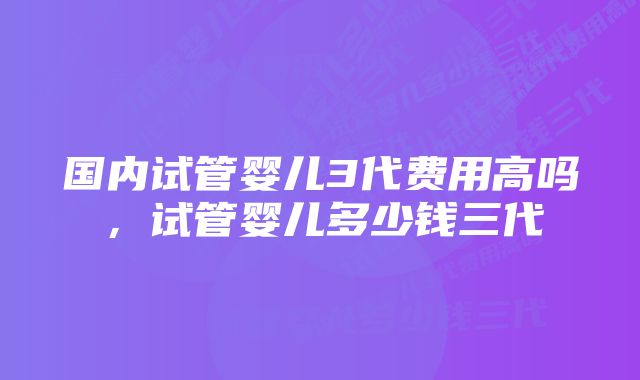 国内试管婴儿3代费用高吗，试管婴儿多少钱三代