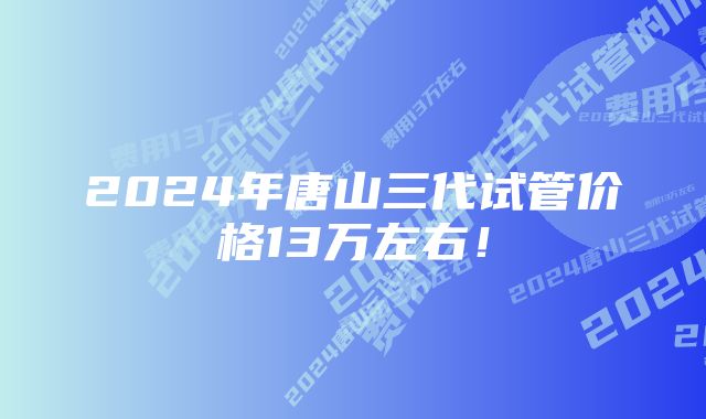 2024年唐山三代试管价格13万左右！