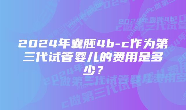 2024年囊胚4b-c作为第三代试管婴儿的费用是多少？