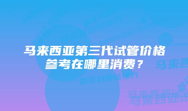 马来西亚第三代试管价格参考在哪里消费？