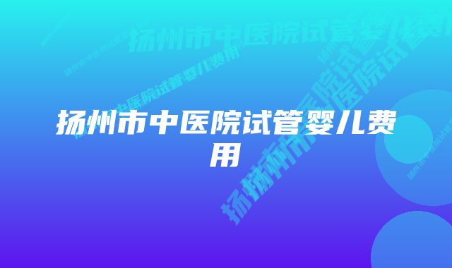 扬州市中医院试管婴儿费用