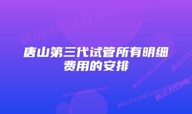 唐山第三代试管所有明细费用的安排