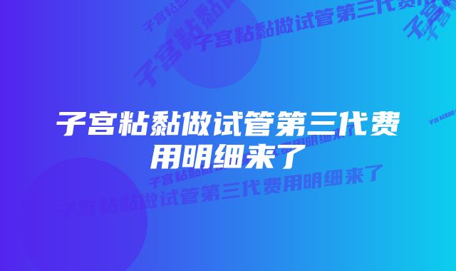 子宫粘黏做试管第三代费用明细来了