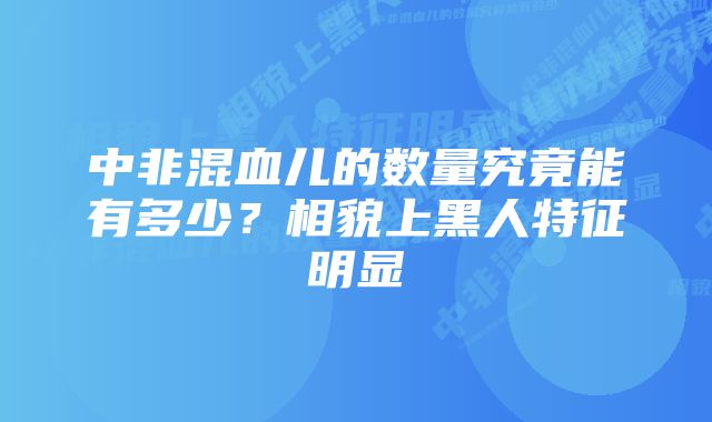 中非混血儿的数量究竟能有多少？相貌上黑人特征明显