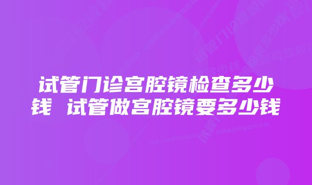 试管门诊宫腔镜检查多少钱 试管做宫腔镜要多少钱