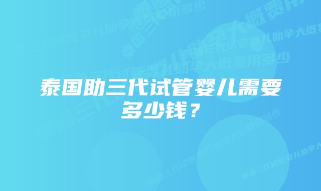 泰国助三代试管婴儿需要多少钱？