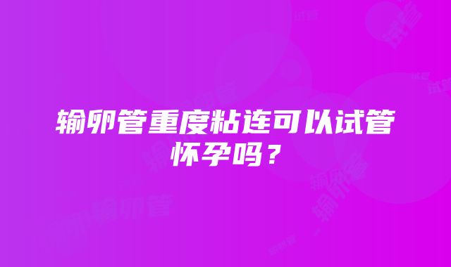 输卵管重度粘连可以试管怀孕吗？