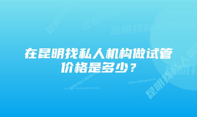 在昆明找私人机构做试管价格是多少？