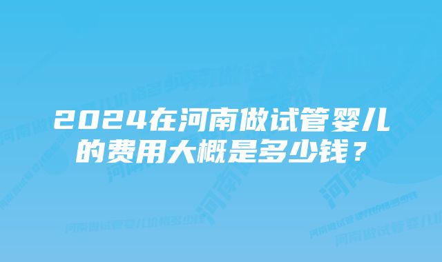 2024在河南做试管婴儿的费用大概是多少钱？