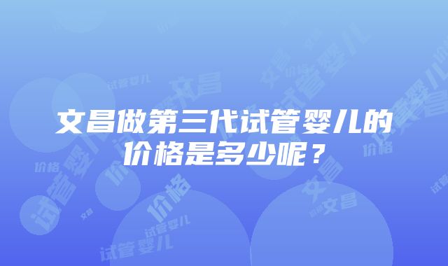 文昌做第三代试管婴儿的价格是多少呢？