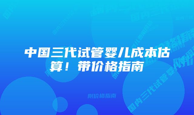 中国三代试管婴儿成本估算！带价格指南