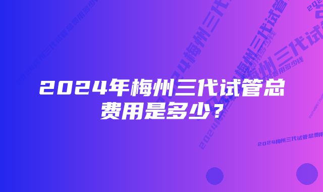 2024年梅州三代试管总费用是多少？