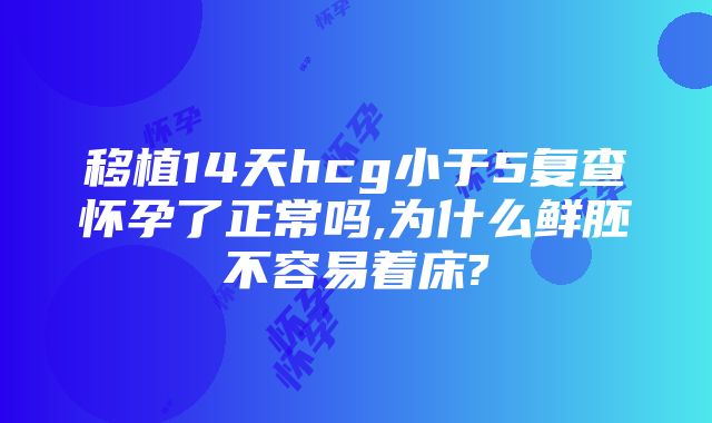 移植14天hcg小于5复查怀孕了正常吗,为什么鲜胚不容易着床?